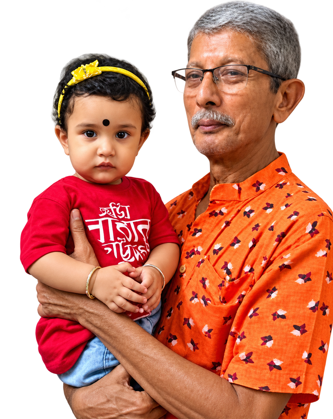 A grandfather holding his young grandchild